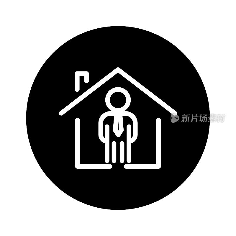 房屋雕文图标插图与人。适合私房icon。与房地产相关的图标。简单的矢量设计可编辑。32 x 32像素完美